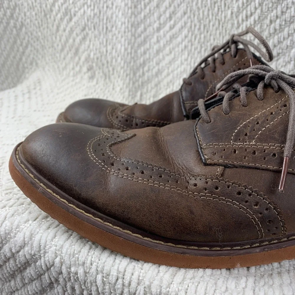 Nunn Bush Mens 10 Brown Leather Wingtip Brogue Oxford Dress Shoes Lace Up Casual